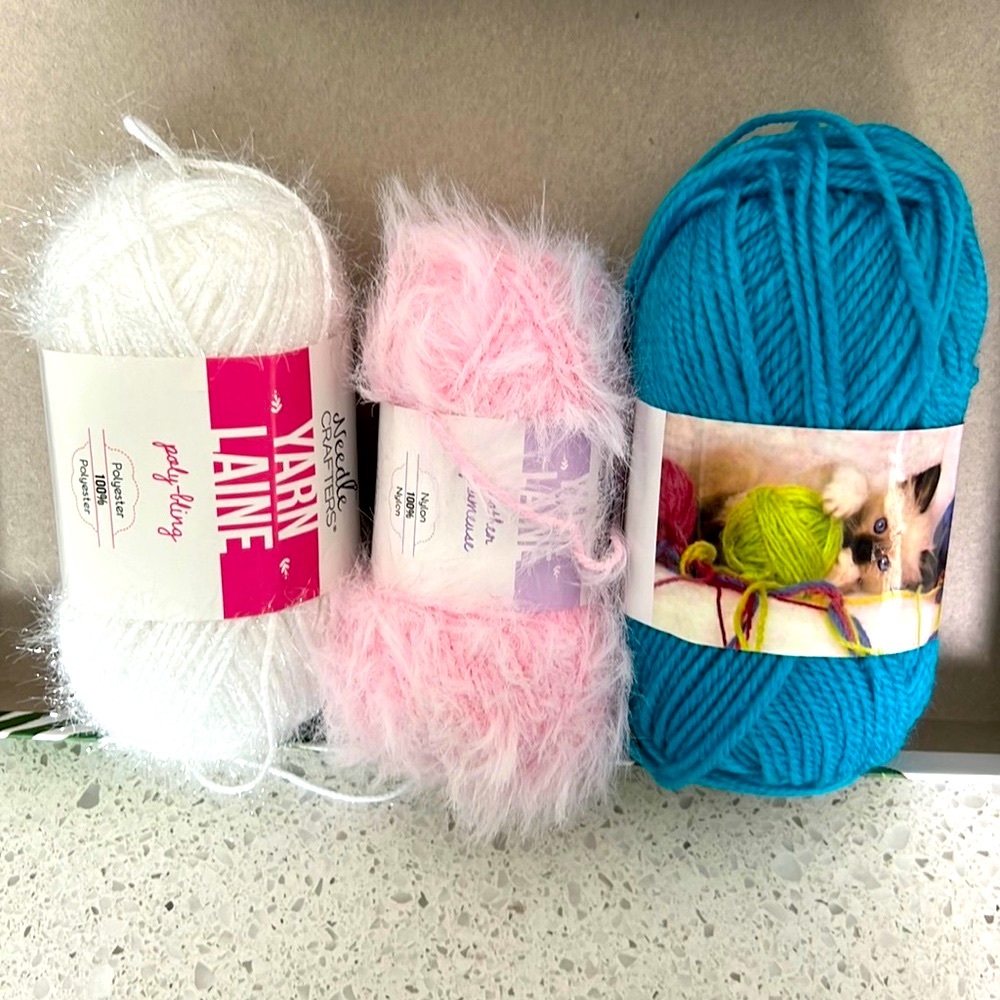 🆕 NEW 3 pcs Yarn Acrylic Polyester and Nylon